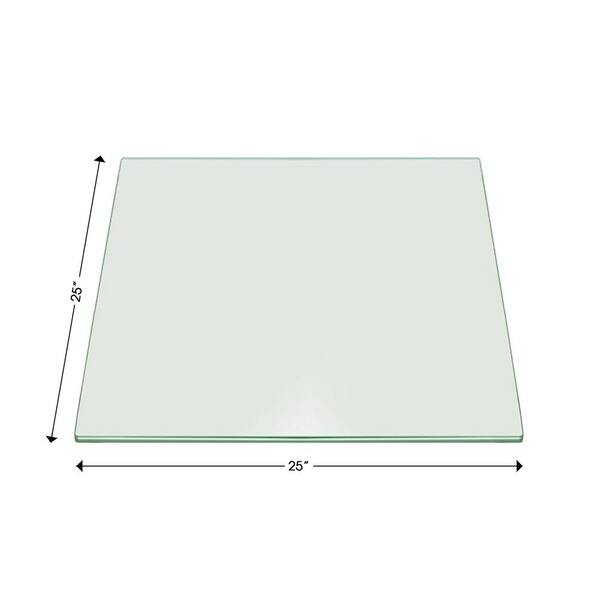 25 in. Clear Square Glass Table Top 3/8 in. Thick Pencil Polish Tempered Touch Corners 25 in. Clear Square Glass Table Top 3/8 in. Thick Pencil Polish Tempered Touch Corners