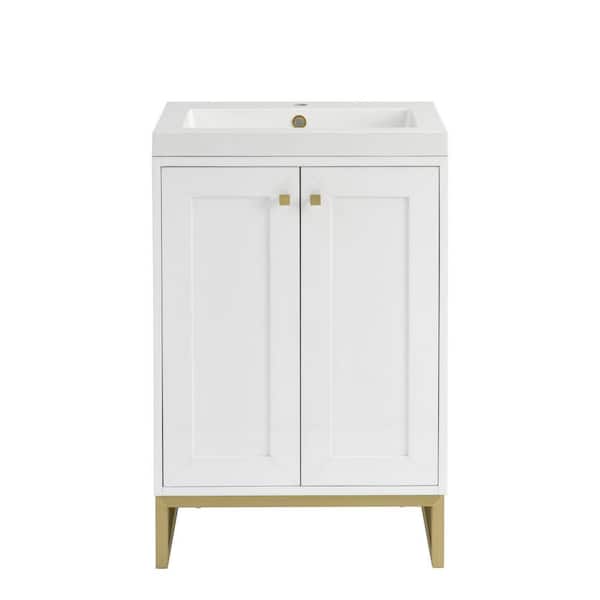 Chianti 23.6 in. W x 18.13 in. D x 35.5 in. H Single Bath Vanity in Glossy White with White Glossy Composite Stone Top