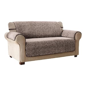Cambridge Mocha 1-Piece Sherpa Sofa Furniture Cover