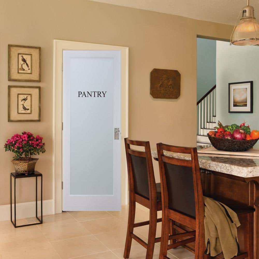 80'' Primed MDF Frosted Glass Right-Handed Prehung Door