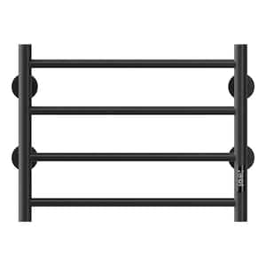 4-Bars Wall Mounted Electric Heated Towel Warmer, Heated Towel Drying Rack in Black Stainless Steel