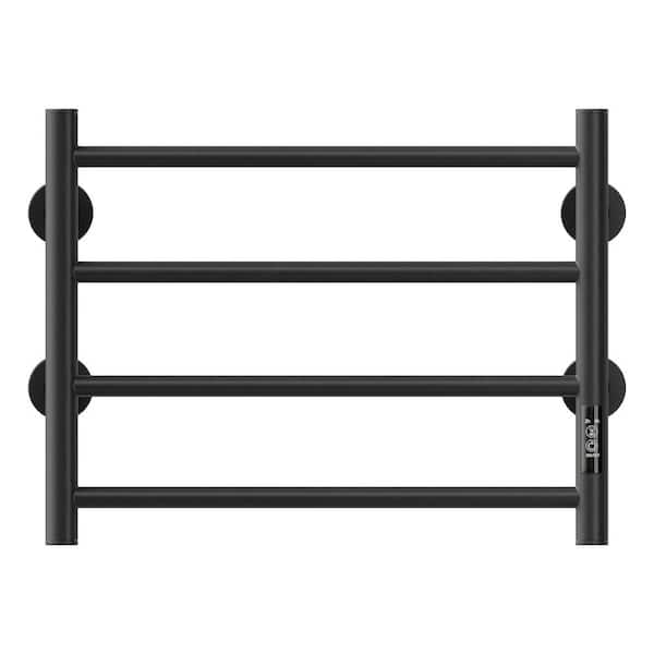 Adrinfly 4-Bars Wall Mounted Electric Heated Towel Warmer, Heated Towel Drying Rack in Black Stainless Steel