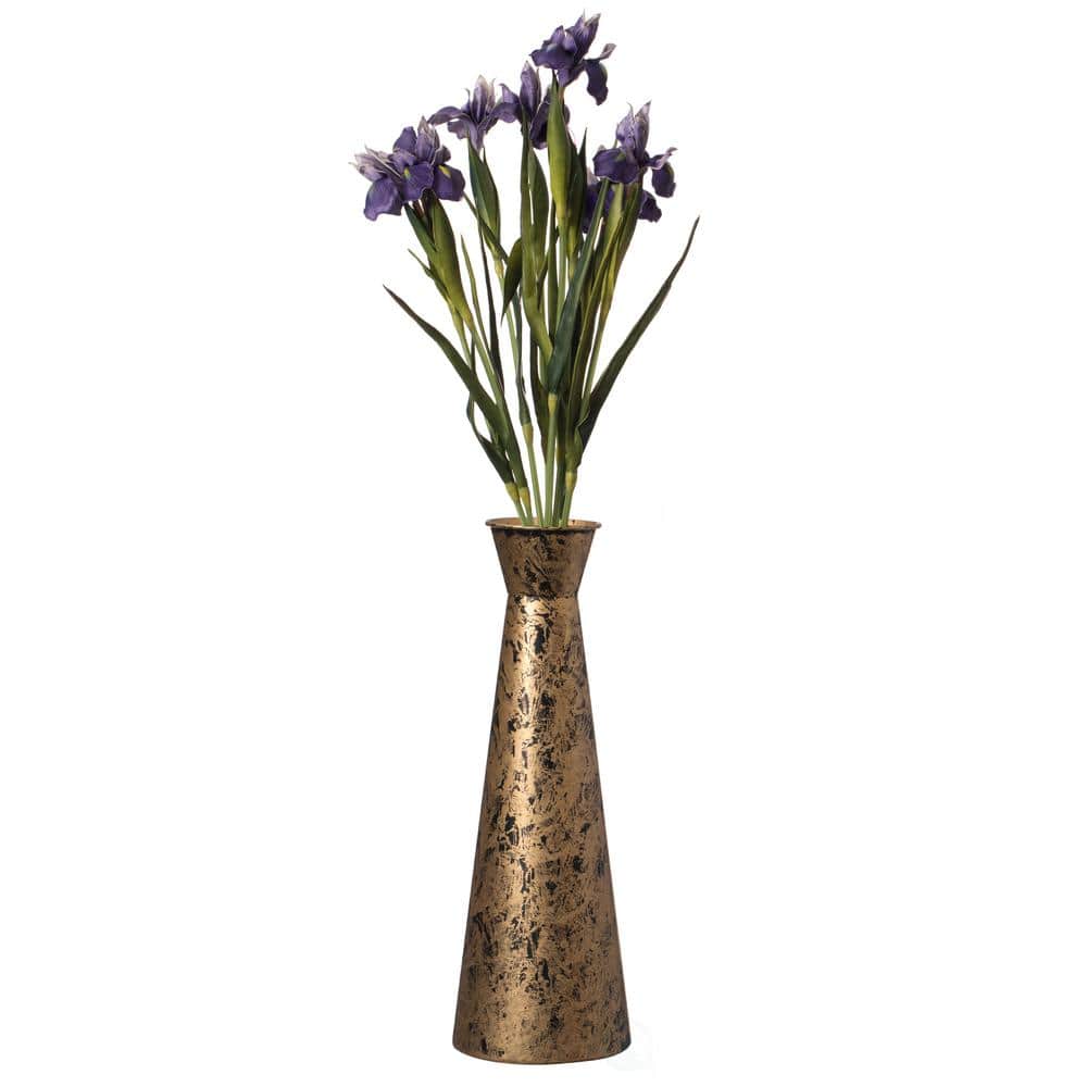 Small Gold Brushed Metal Decorative Floor Vase