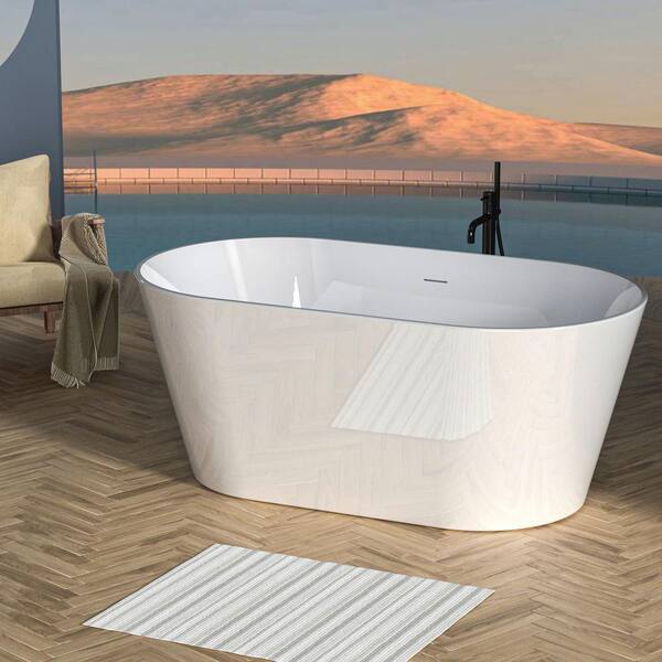 ANGELES HOME 54 in.x 29 in. Acrylic Flatbottom Bathtub, Contemporary