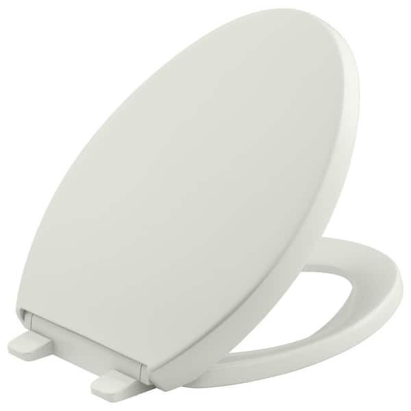 KOHLER Reveal Quiet-Close Elongated Closed Front Toilet Seat with Grip-tight Bumpers in Dune
