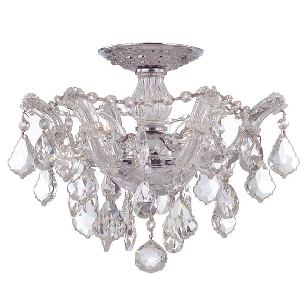 Crystorama Maria Theresa 13.5 in. 3-Light Polished Chrome Flush Mount