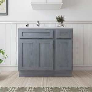 36 in. W x 21 in. D x 32.5 in. H Bath Vanity Cabinet without Top in Silver