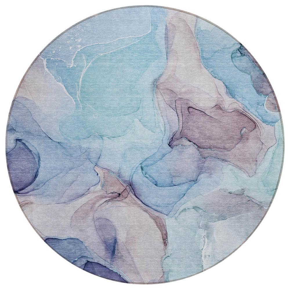 Blue 8 ft. Round Abstract Indoor / Outdoor Area Rug price history on PriceWatchPro