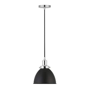 Madison 1-Light Blackened Bronze Pendant with Polished Nickel Accents