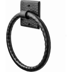 Monarch Hand Hammered Metal Towel Ring Matte Black