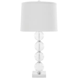 Amanda 31 in. Clear Crystal Glass Globe Table Lamp with White Shade