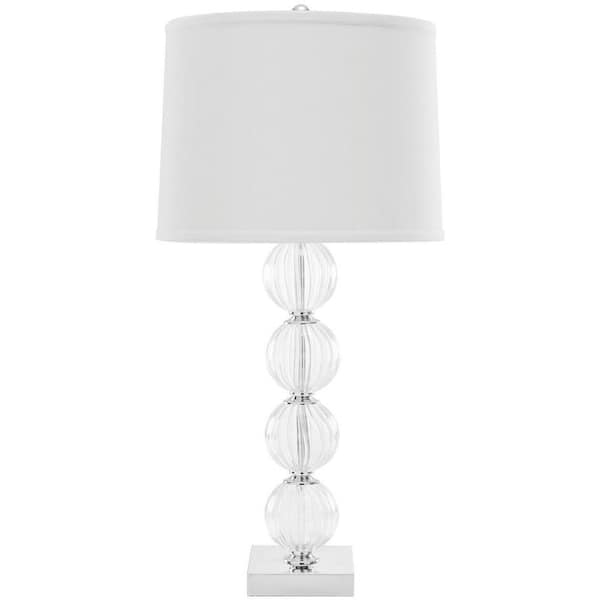 SAFAVIEH Amanda 31 in. Clear Crystal Glass Globe Table Lamp with White Shade