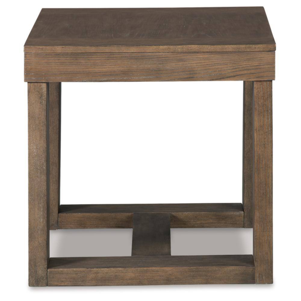 Contemporary Plank-Effect Square End Table in Textured Grayish Brown