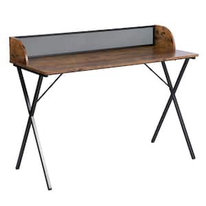StyleWell 43 in. Rectangular Black Metal Folding Writing Desk with