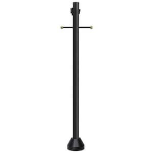 6 ft. Black Outdoor Lamp Post Traditional Ground Light Pole with Cross Arm and Grounded Convenience Outlet