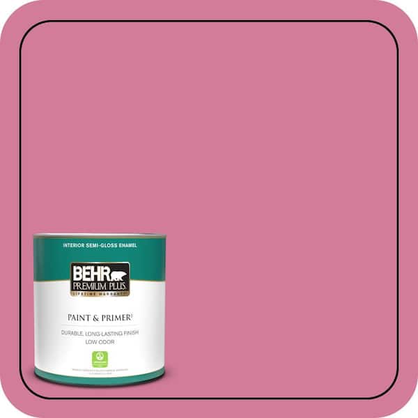 BEHR PREMIUM PLUS 1 qt. #P130-5 Little Bow Pink Semi-Gloss Enamel Low Odor Interior Paint & Primer