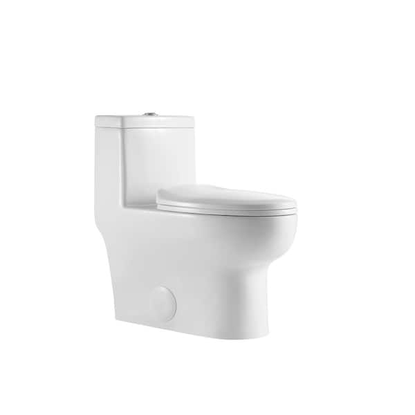 Elongated 1-Piece Toilet in White with Siphonic Flushing System