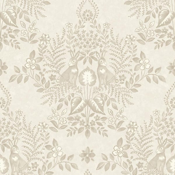 ERIN & BEN CO. Wicker Cottontail Toile Paper Peel and Stick Matte Wallpaper