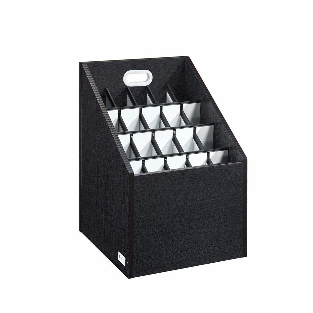 20-Slot Wooden Vertical Blueprint Roll File Storage Cabinet, Black