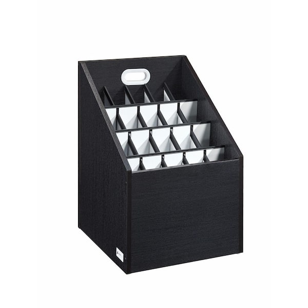 AdirOffice 20-Slot Wooden Vertical Blueprint Roll File Storage Cabinet, Black