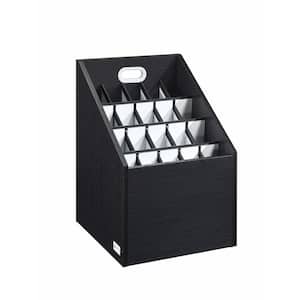 20-Slot Wooden Vertical Blueprint Roll File Storage Cabinet, Black