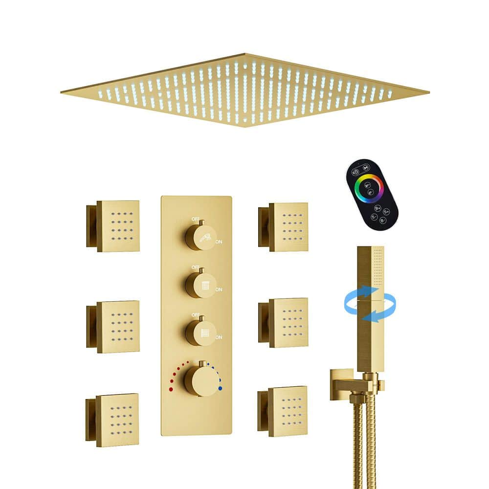 YAWWALK LED Lighting 7-Spray 20 in. Ceiling Mount Dual and