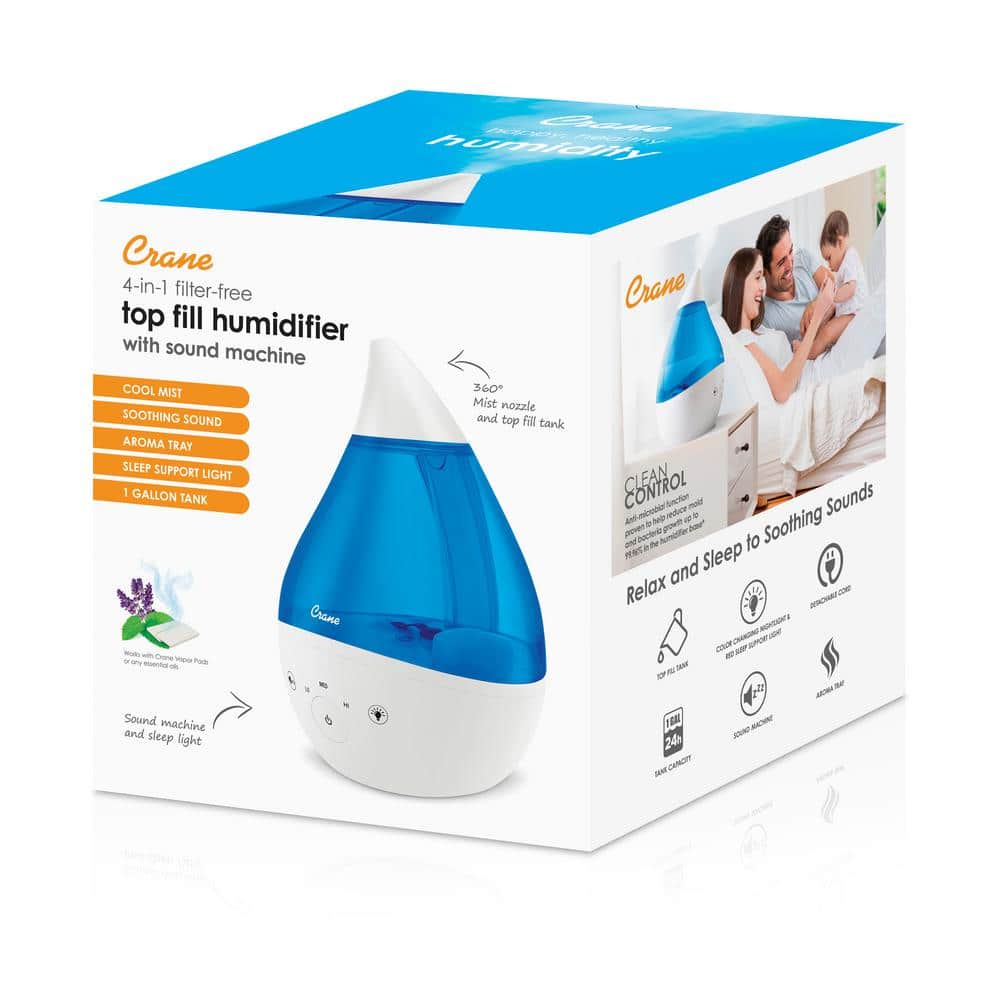Blue and White Ultrasonic Cool Mist Humidifier with Sound Machine