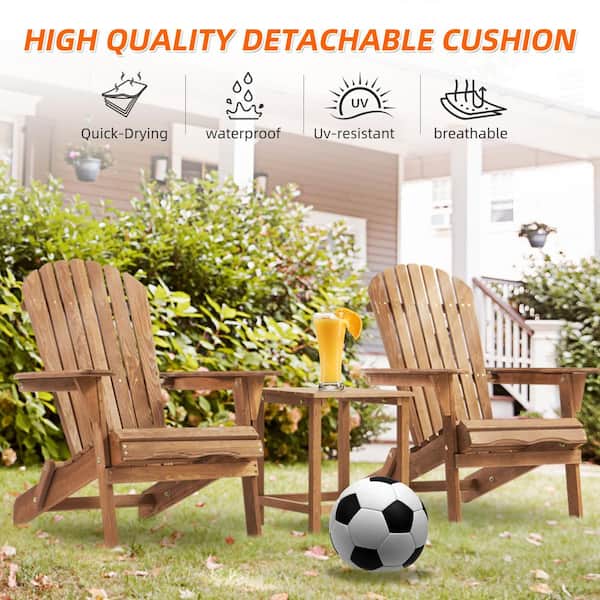 HOMEFUN Outdoor Folding Light Brown Wood Adirondack Chairs