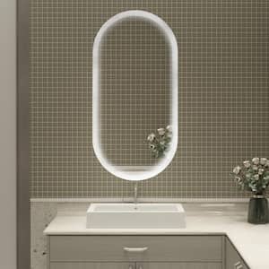 18 in. W x 35 in. H Small Oval Frameless with Memory Function and Anti-Fog Wall Mounted Bathroom Vanity Mirror