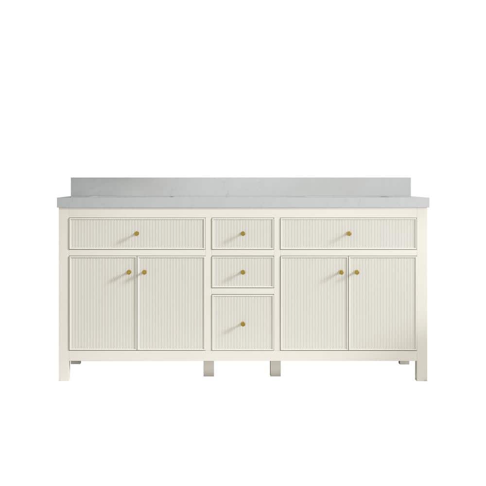 Sonoma 72 in. Double Sink Freestanding Alabaster Bath Vanity with Carrara Quartz Top Unassembled price history on PriceWatchPro