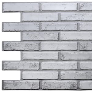 3D Falkirk Retro 1/100 in. x 38 in. x 20 in. Off White Grey Faux Brick PVC Decorative Wall Paneling (10-Pack)