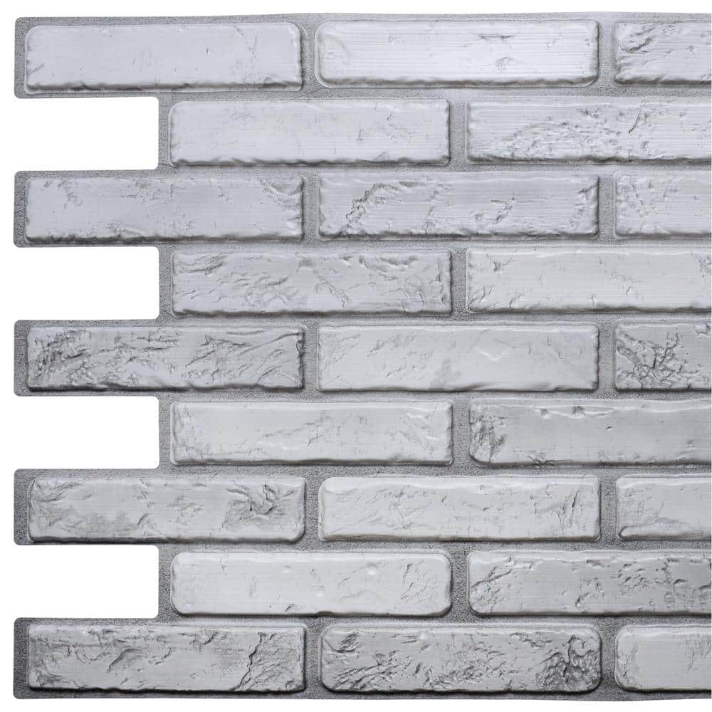 3D Falkirk Retro 1/100 in. x 38 in. x 20 in. Off White Grey Faux Brick PVC 