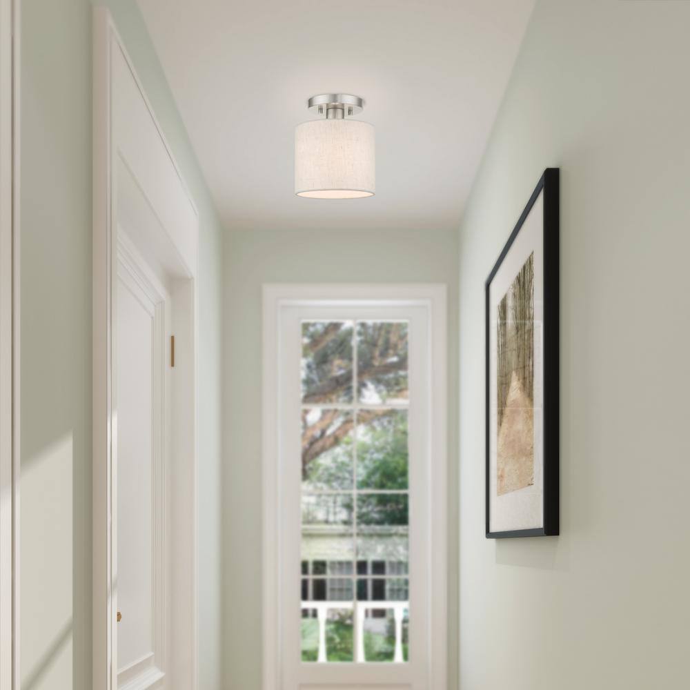 Meadow Brushed Nickel Petite Drum LED Semi-Flush Mount