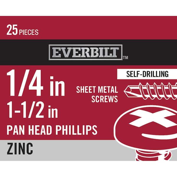 Everbilt #14 x 1-1/2 in. Phillips Pan Head Zinc Plated Sheet Metal Screw (25-Pack)