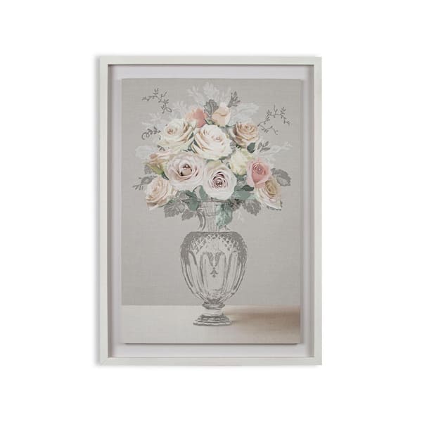 Laura Ashley 19.7 in. x 27.6 in. Rose Bouquet Vase Framed Floating Canvas Wall Art