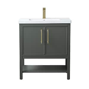 Taylor 30 in. W x 18.5 in. D x 34.5 in. H Bath Vanity in Vintage Green with Ceramic Vanity Top in White with White Sink