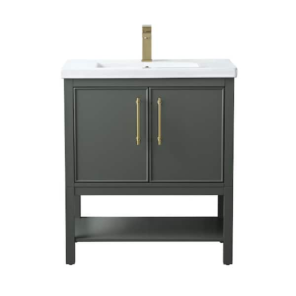 Taylor 30 in. W x 18.5 in. D x 34.5 in. H Bath Vanity in Vintage Green with Ceramic Vanity Top in White with White Sink