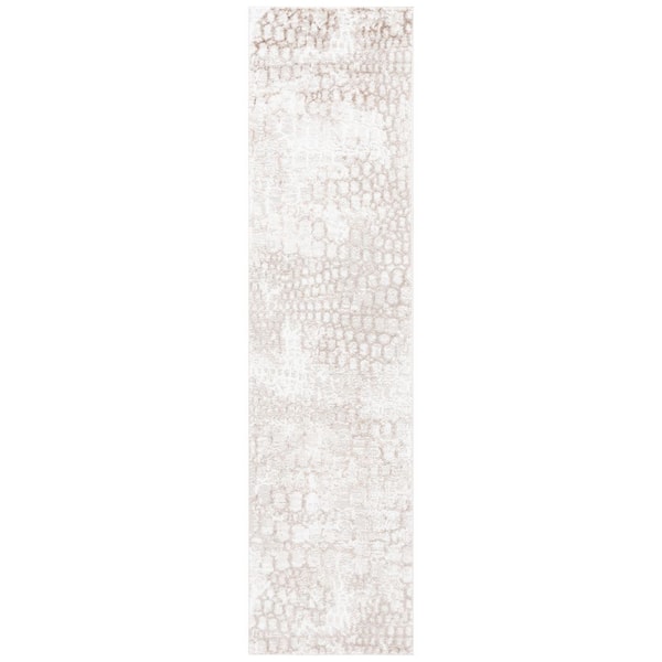 SAFAVIEH Carter 2 ft. x 8 ft. Ivory/Brown Abstract Geometric Runner Rug