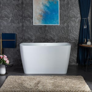 Cube 48 in. x 27.5 in. Pre-Molded Seat Air Bathtub with Reversible Drain in White with Brushed Gold