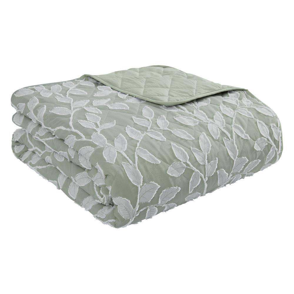Full White Reversible Cotton Jacquard Quilt Set