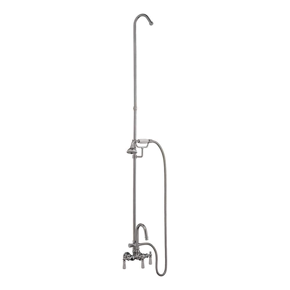 Polished Chrome Wall Mounted Tub Faucet with Handshower