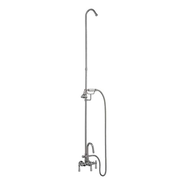 Pegasus 3-Handle Claw Foot Tub Faucet with Gooseneck Spout, Riser and Hand Shower for Acrylic Tub in Polished Chrome