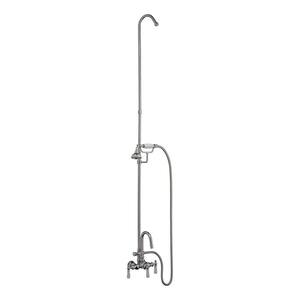 3-Handle Claw Foot Tub Faucet with Gooseneck Spout, Riser and Hand Shower for Acrylic Tub in Polished Chrome