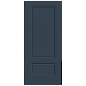 36 in. x 80 in. 2 Panel Euro Universal/Reversible Revival Blue Steel Front Door Slab