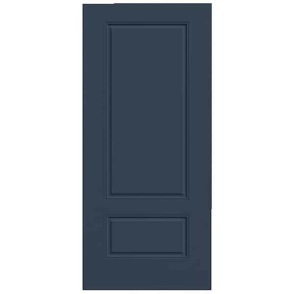 36 in. x 80 in. 2 Panel Euro Universal/Reversible Revival Blue Steel Front Door Slab