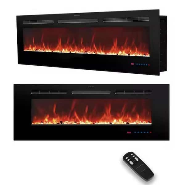 INNOBULE 42 in. Wall Mount LED Technology Electric Fireplace Glass with Timer Function from 1-9h in Black