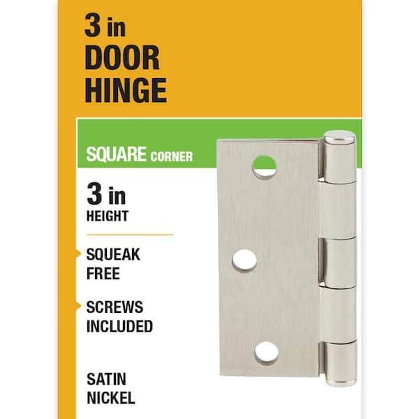 3 in. Square Radius Satin Nickel Squeak-Free Door Hinge