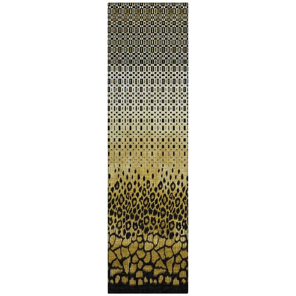 Chantille Machine Washable Indoor/Outdoor Abstract ACN2801 Gold 2 ft. x 7 ft. Runner Rug