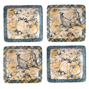 6 in. Harvest Gatherings Multicolored Earthenware Canape Plate (Set of 4)