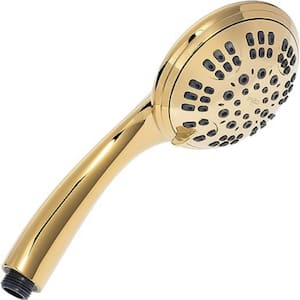6 Function Luxury Handheld Shower Head 6-Spray Wall Mount Handheld Shower Head 2.5 GPM in Polished Brass
